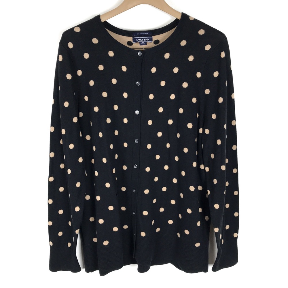 NWT Land's End 1X Jacquard Polka Dot Cardigan